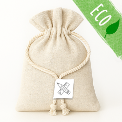 Borsa in lino con adesivo personalizzato per kit di benvenuto