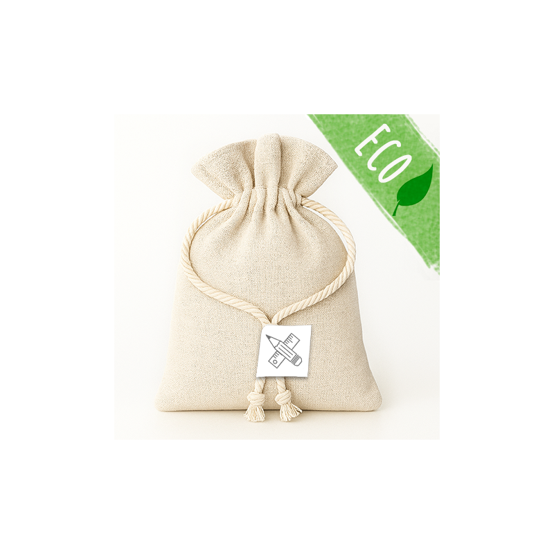 Borsa in lino con adesivo personalizzato per kit di benvenuto Borsa in lino con adesivo personalizzato per kit di benvenuto